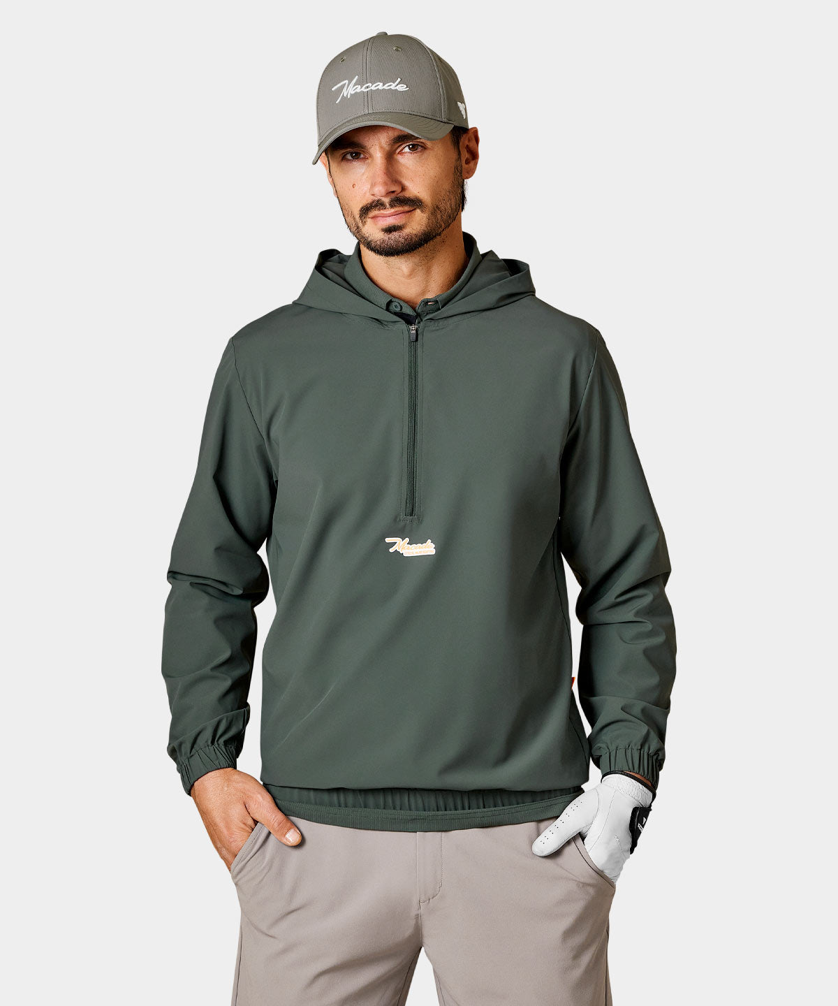 Juniper Green Script Zip Hoodie Macade Golf