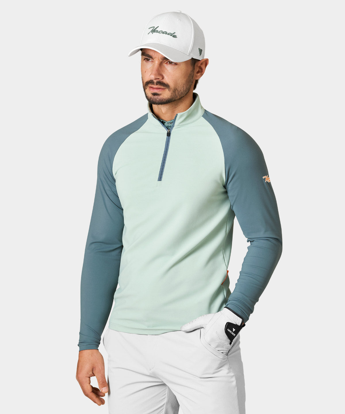 Pampas Mint Script Quarter Zip Macade Golf