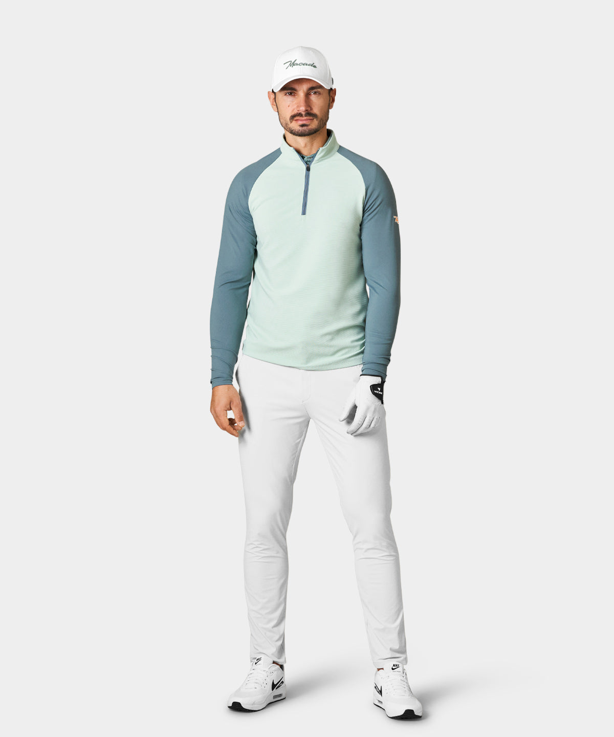 Pampas Mint Script Quarter Zip Macade Golf