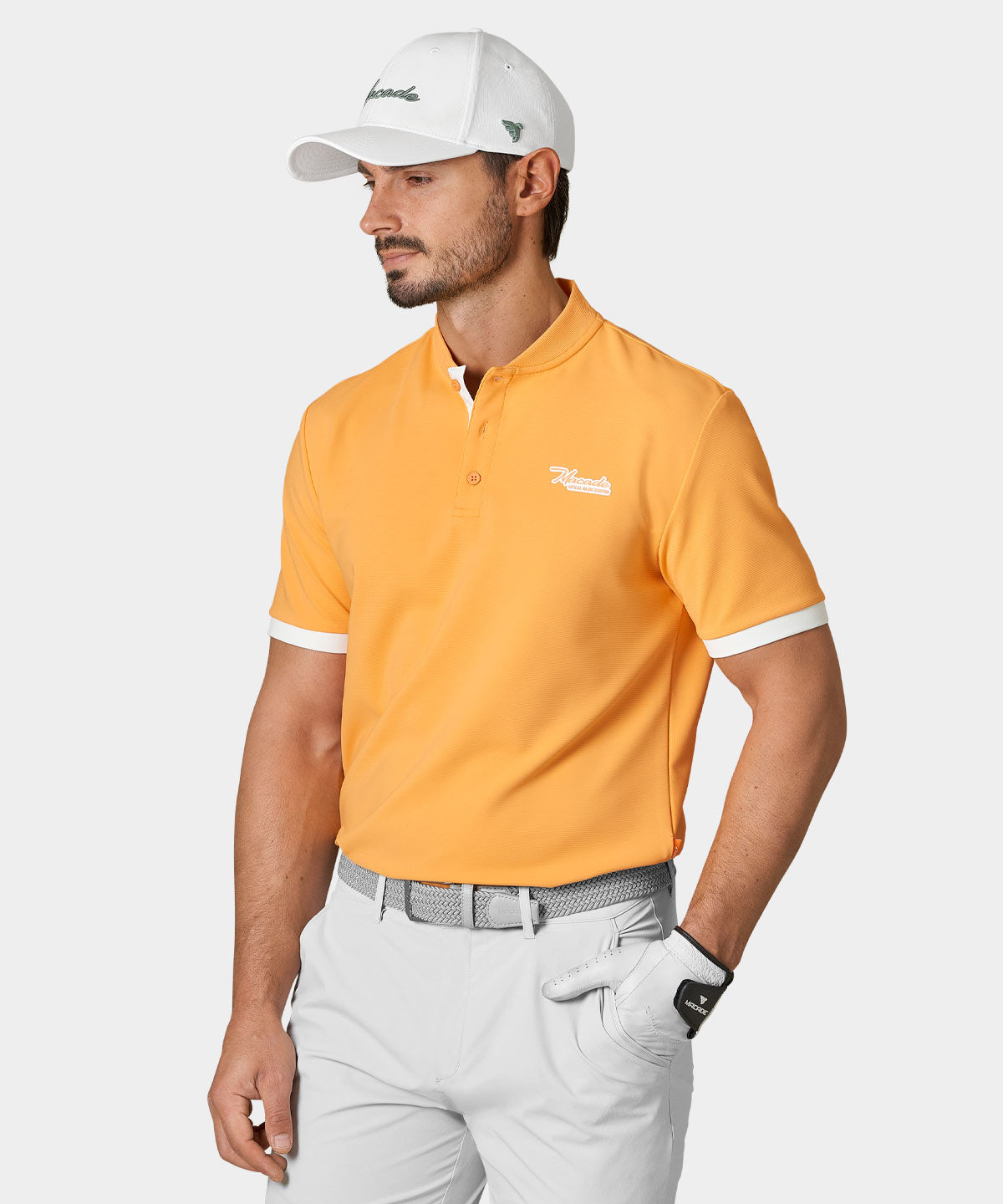 Pampas Orange Script Bomber Shirt Macade Golf