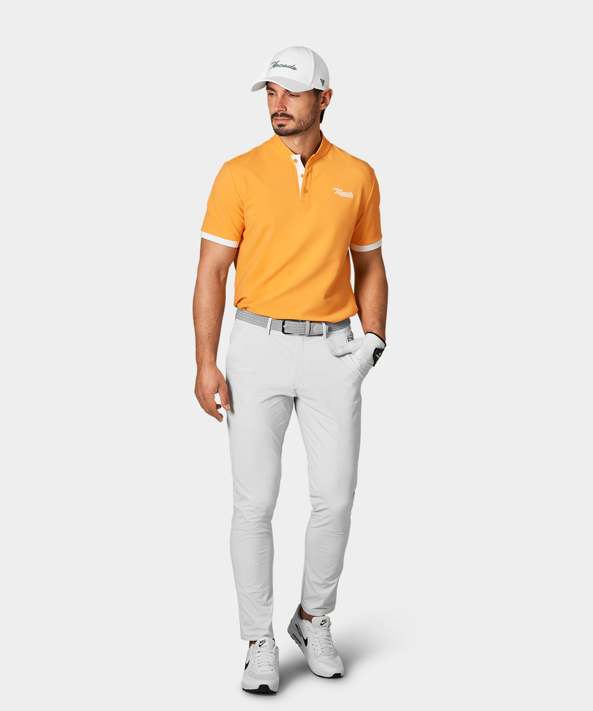 Pampas Orange Script Bomber Shirt Macade Golf
