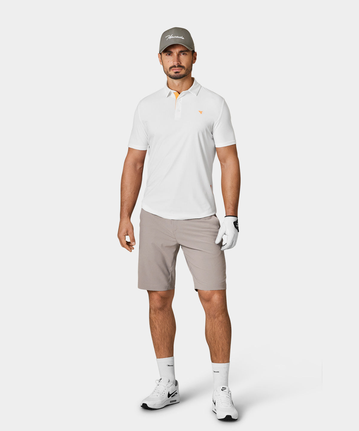 National White Script Polo Shirt Macade Golf
